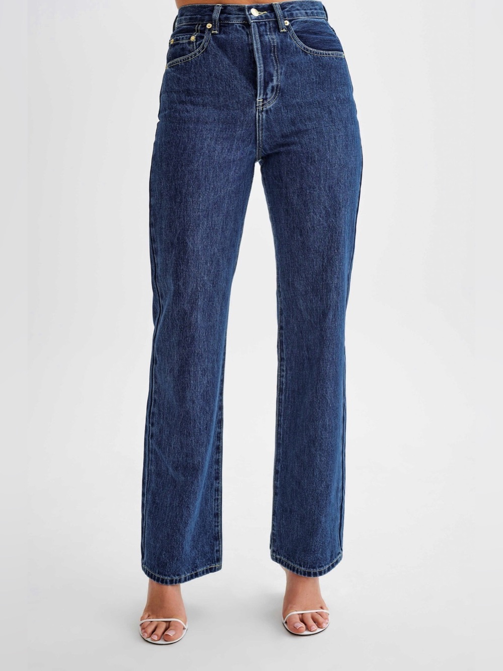 Meshki Dark Blue High-Rise Straight Leg Jeans